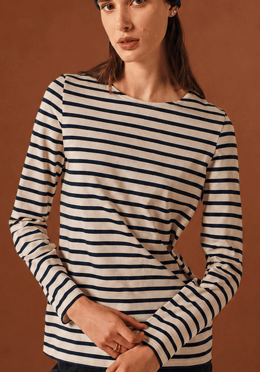 Camisa bretona Minquidame (ECRU/MARINE)