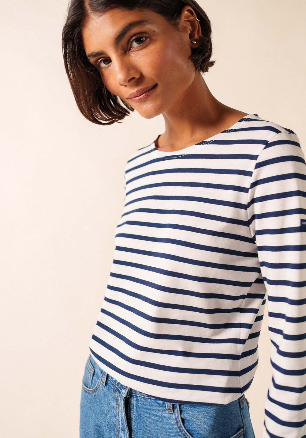 Minquidame Breton shirt (NEIGE/MARINE)