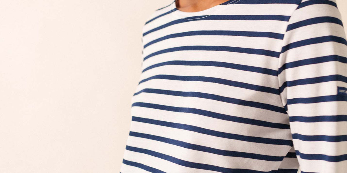 SAINT JAMES『NAVAL』 T5 NEIGE/MARINE Minquilock iconic sailor striped shirt in interlock | SAINT
