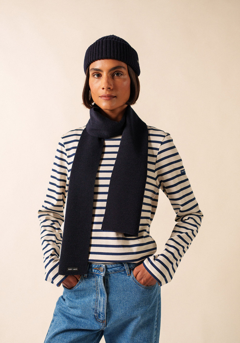 Plain scarf (NAVY)