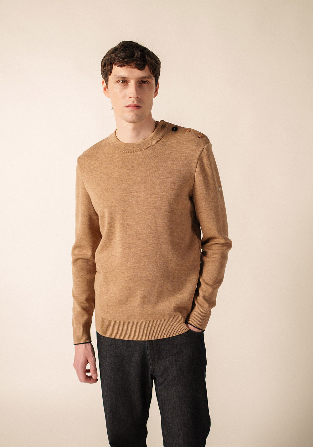 Jersey de Rives (BEIGE OSCURO/AZUL MARINO)