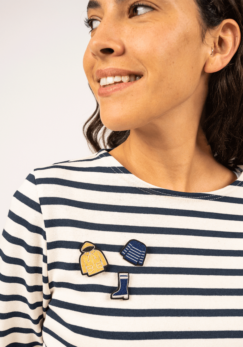 Breton shirt brooch x Macon & Lesquoy (BLEU/BLANC)