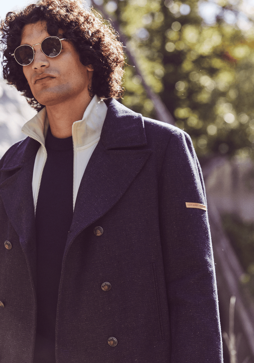 Héritage peacoat for men in Merino wool - SAINT JAMES x Atelier Tuffery (INDIGO/CHANVRE)