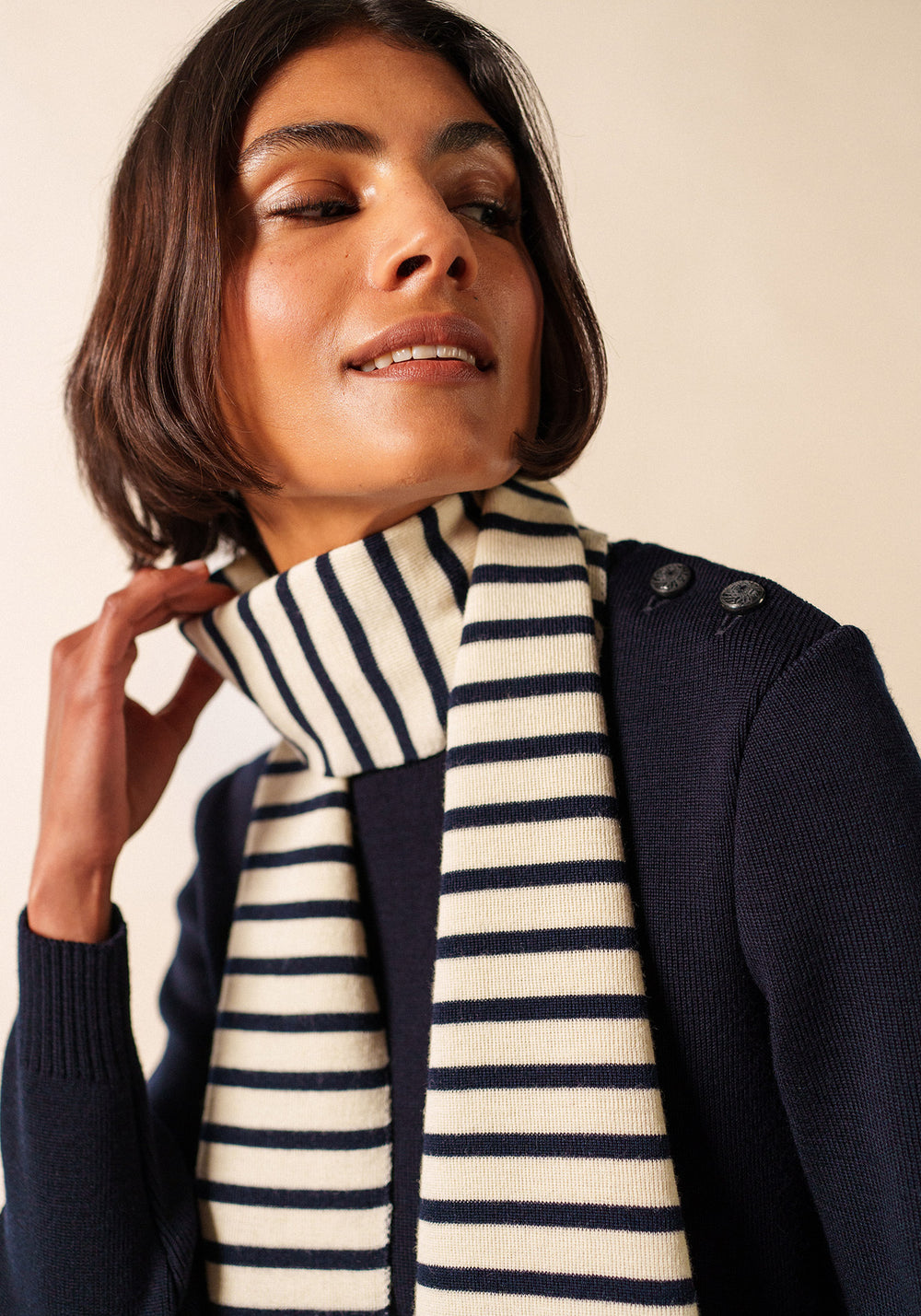 Striped scarf (ECRU/MARINE)