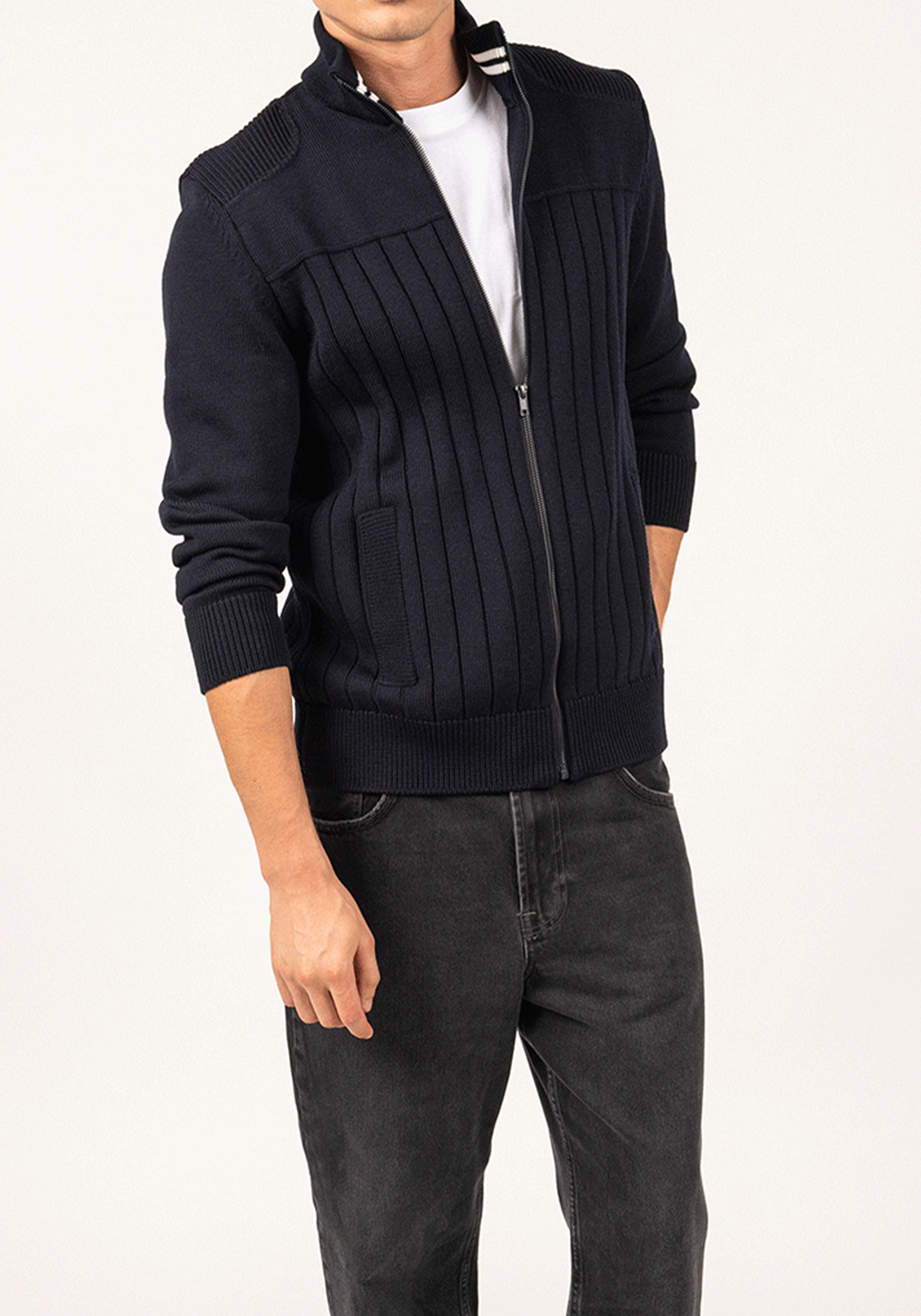 Calypso Réédit cardigan (NAVY/BLANC)