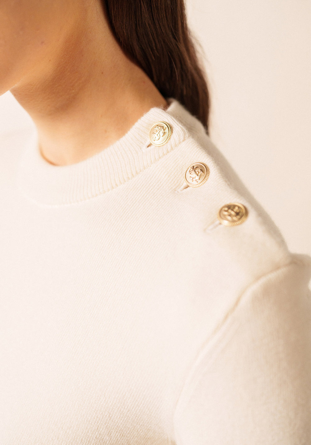 Brégançon plain sailor jumper - in cashmere (ECUME)
