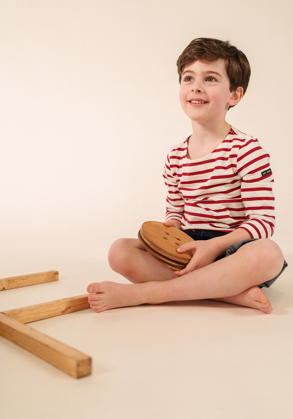 Miniquiers kids Breton shirt (ECRU/PERSAN)