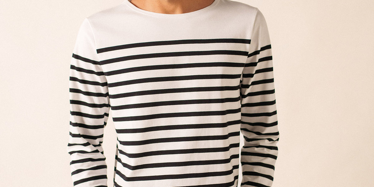 SAINT JAMES『NAVAL』 T5 NEIGE/MARINE Naval authentic striped sailor shirt in combed cotton