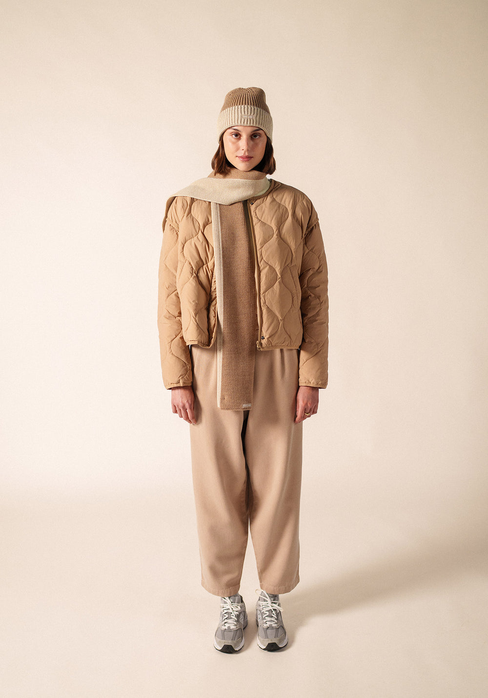 Canoe two-tone scarf (BEIGE FONCE/BEIGE)