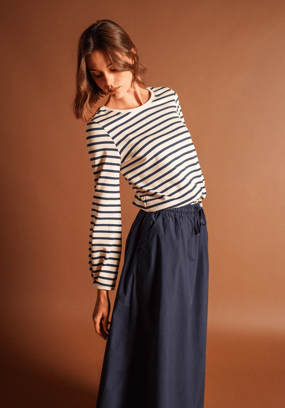 Camisa bretona Yvoire (ECRU/MARINE)