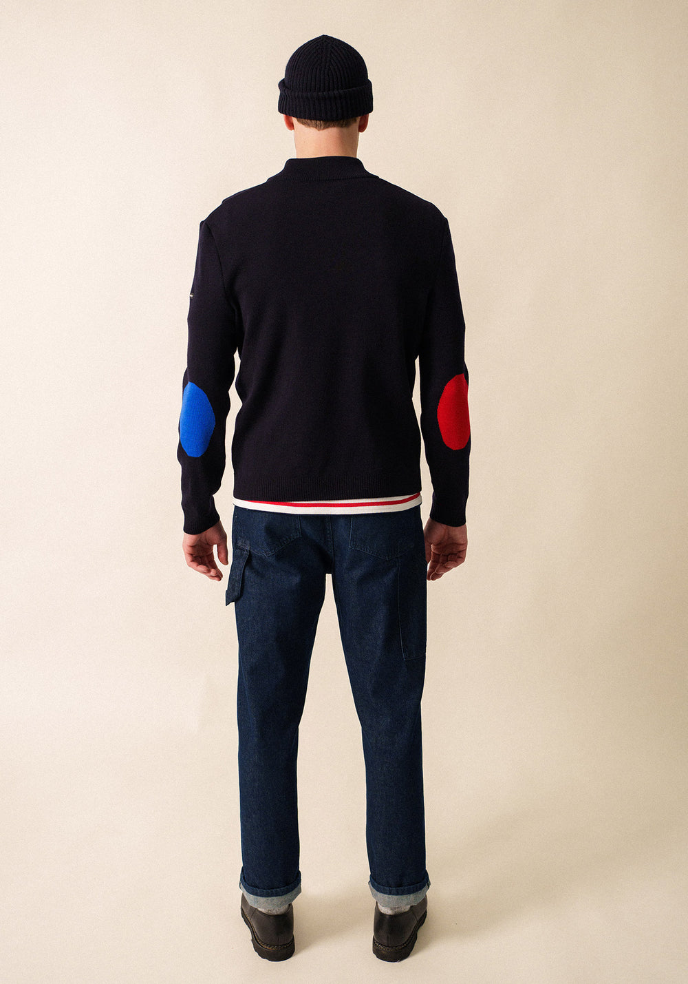 Elbow patch jumper x l'Elysée (NAVY/MULTICO)