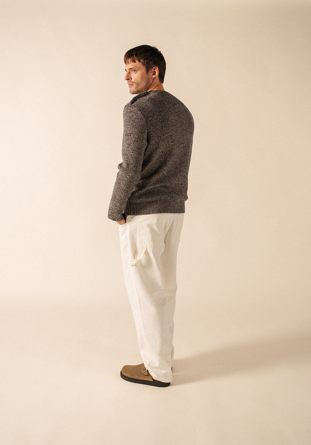 Cancale Mélange Jumper - in wool (NAVY/ECRU)