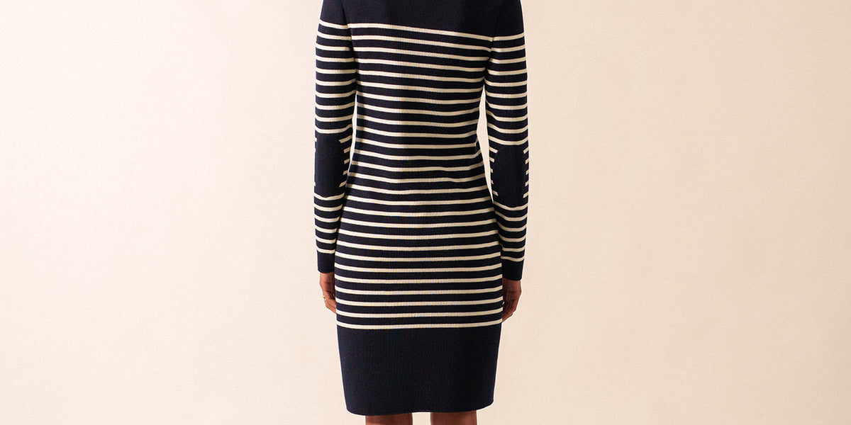 blue and white striped sweater dress Tova Striped Sweater Midi Dress  Nova Lee Boutique