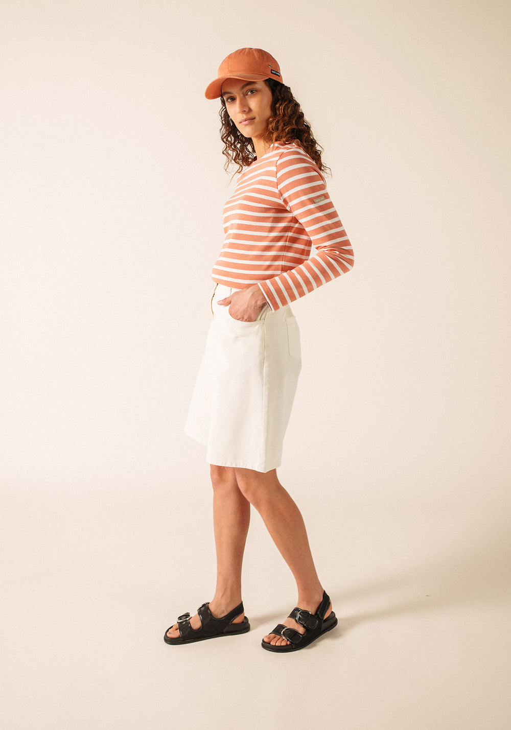 Camisa bretona Méridame (ARGILE/NEIGE)