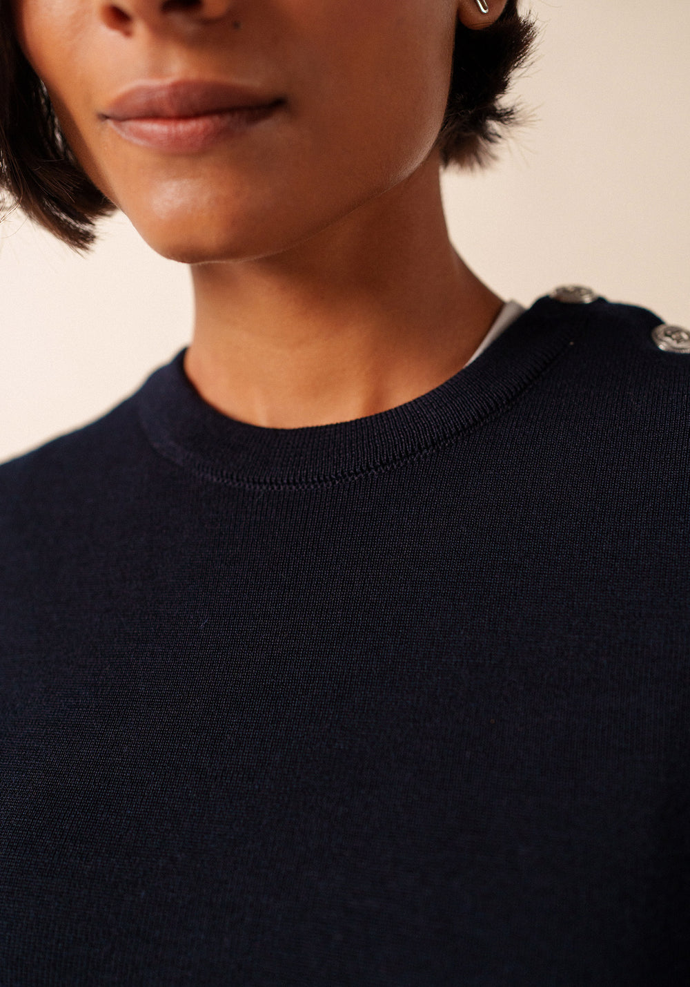 Grande Marée jumper dress - plain, in wool (NAVY)