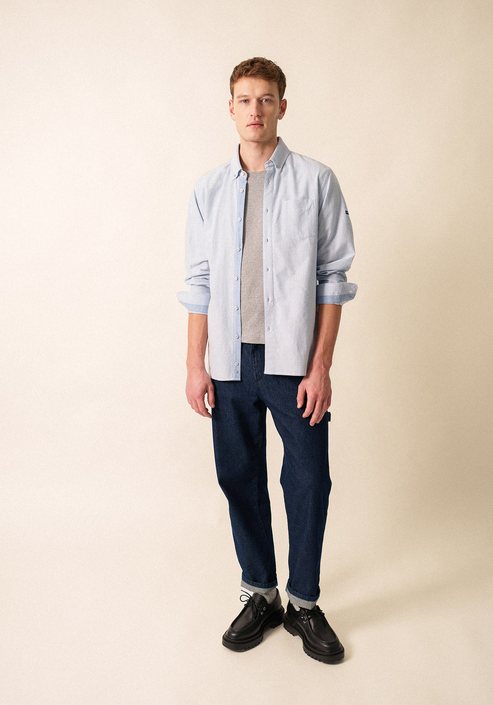 Nolan striped shirt - in cotton (AMIRAL/ECUME)