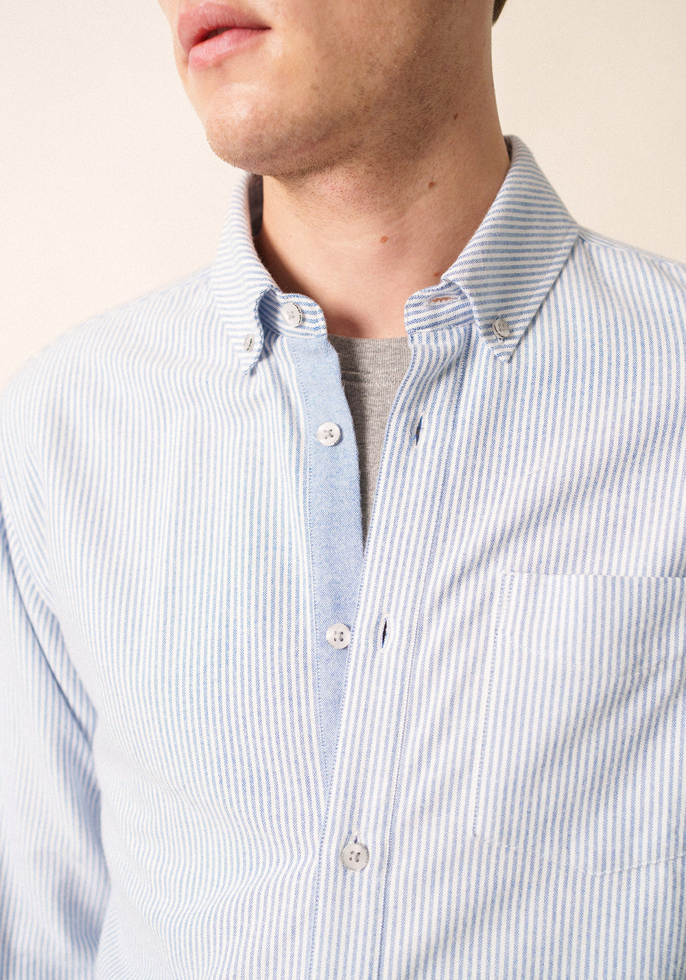 Nolan striped shirt - in cotton (AMIRAL/ECUME)