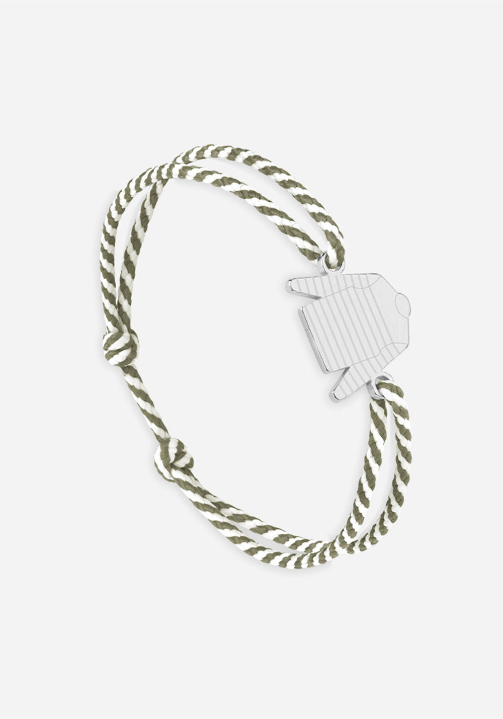 Breton shirt bracelet x Le Vent à la Française (ARGENT/RAYE BLANC/KAKI)