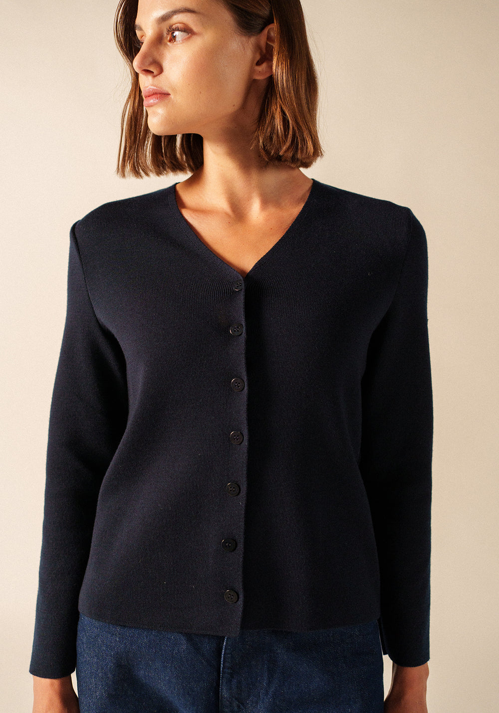 Brévands Cardigan Elbow Patches (NAVY/NORMANDIE)