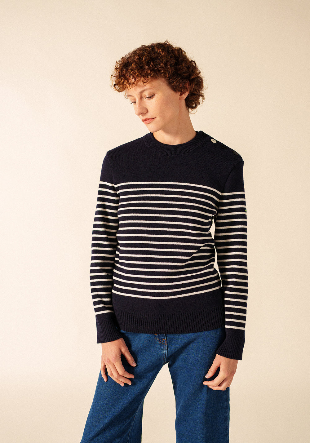 Glow-In-The-Dark Binic Striped Jumper - en lana (MARINE/PHOSPHORESCENT)