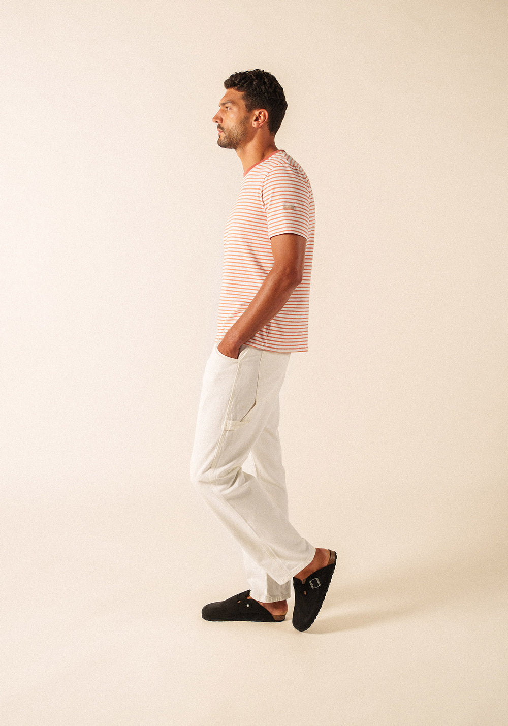 Camisa marinera a rayas Plouhinec (NEIGE/ARGILE)