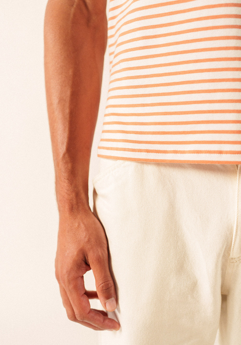 Camisa marinera a rayas Plouhinec (NEIGE/ARGILE)