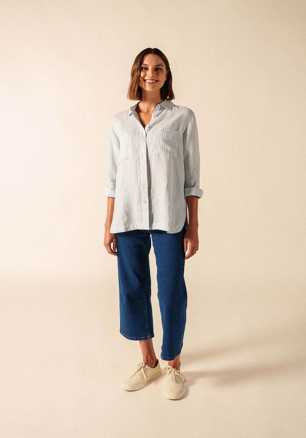 Camisa Charline (BLANCO/AZUL CIELO)