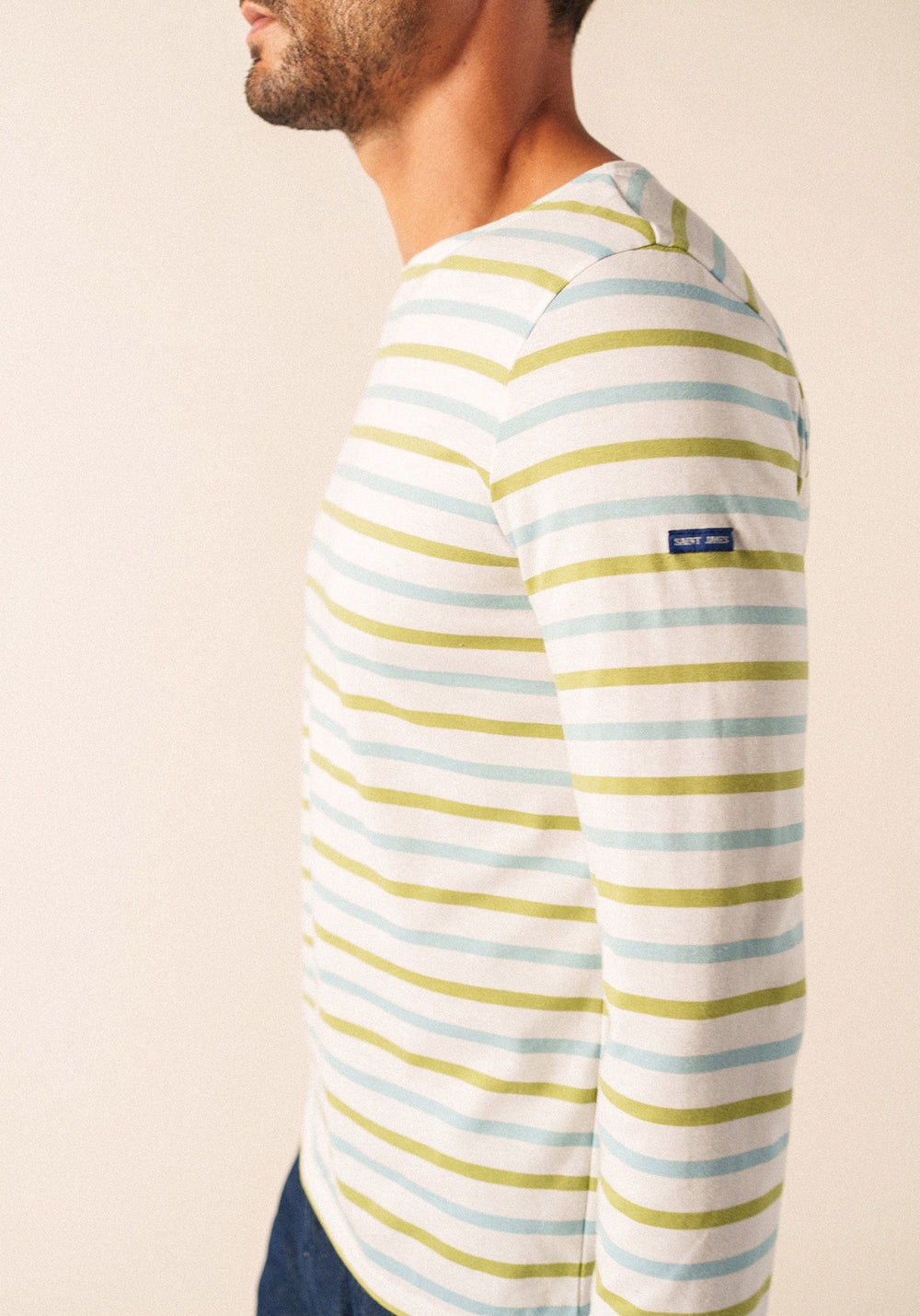 Minquiers tricolour Breton shirt (NEIGE/NUANCE/OIL)