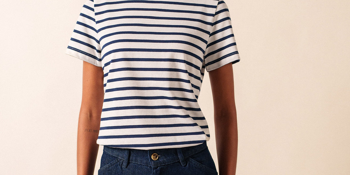 Etrille short sleeve striped sailor shirt regular fit, in