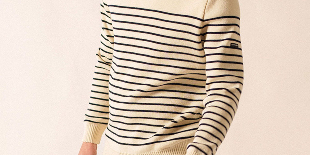 Saint James Breton Sailor's Jumper - 100% Wool Cream & Navy Stripe - Binic Model - Unisex Pullover
