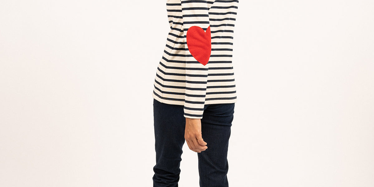 Vaujany striped sailor shirt in thick cotton jersey, heart