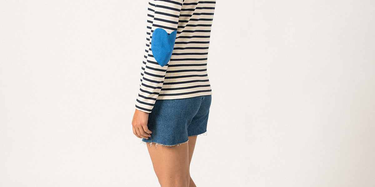 Vaujany striped sailor shirt in thick cotton jersey, heart