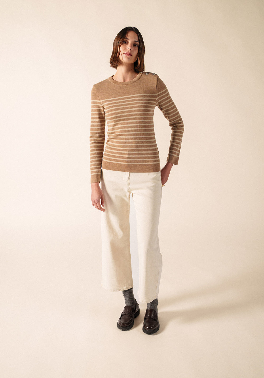 Jersey de marinero Marée (BEIGE FONCE/BEIGE)