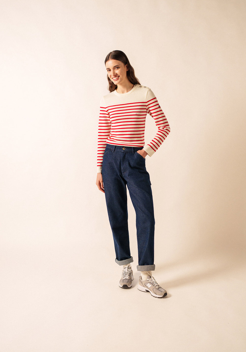 Marée authentic striped sailor jumper - slim fit, in wool (ECUME/TULIPE)