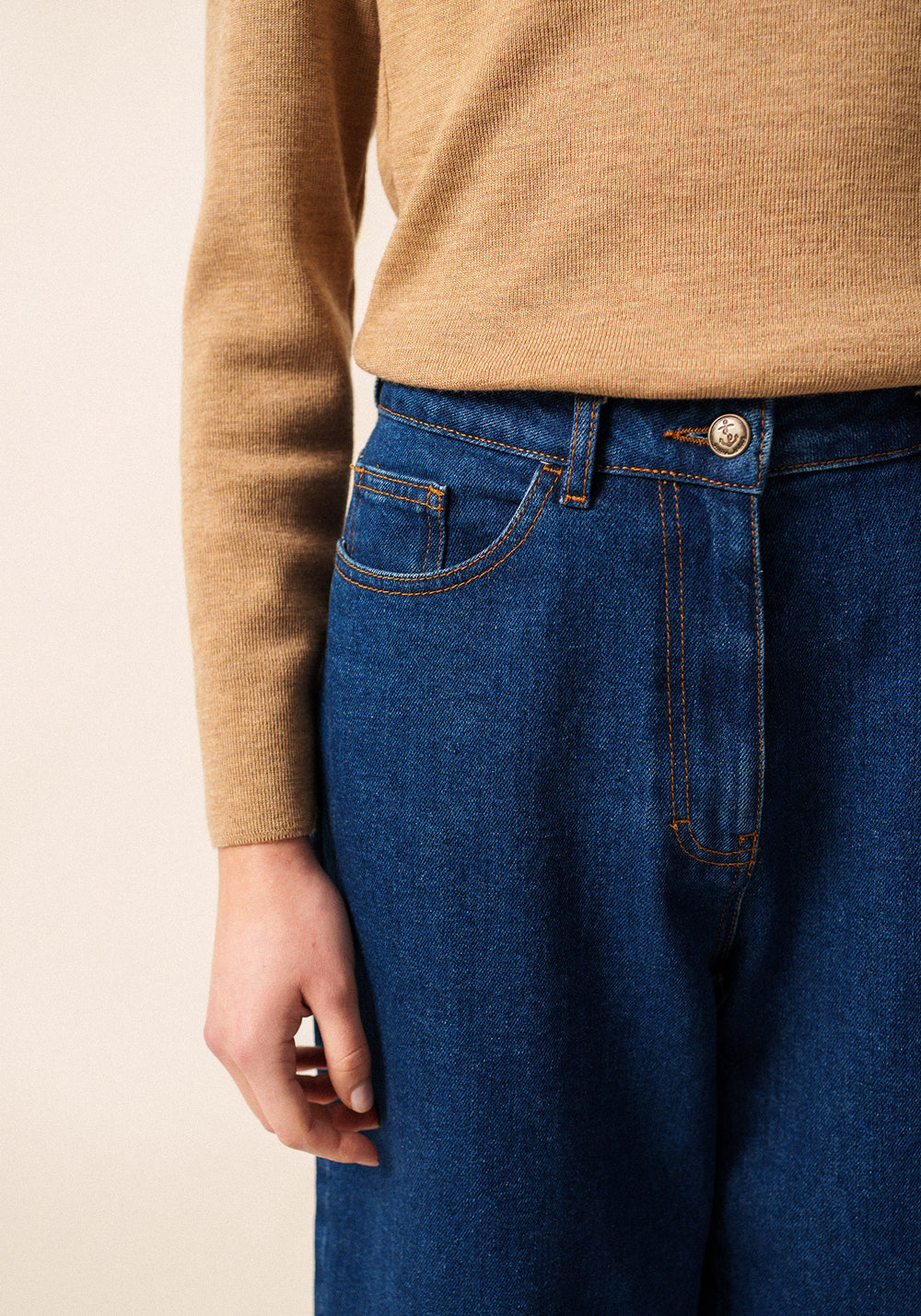 Marée authentic sailor jumper - slim fit, in wool (BEIGE FONCE)