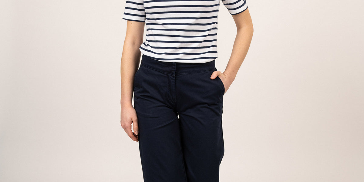 Pléneuf square neck striped sailor shirt short sleeves, in