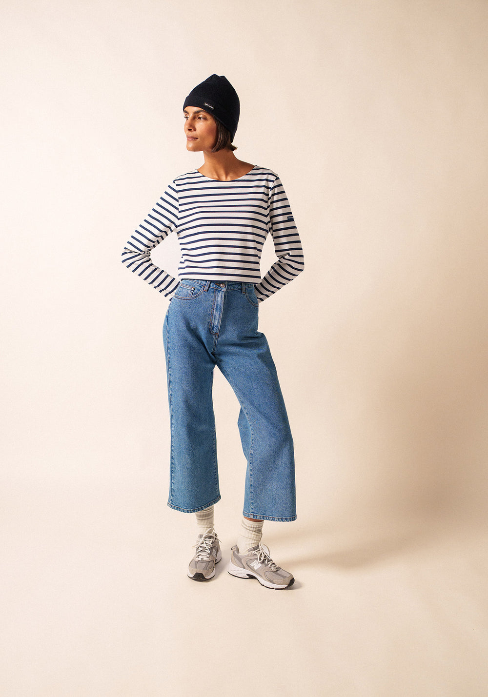 Minquiers Breton shirt (NEIGE/MARINE)