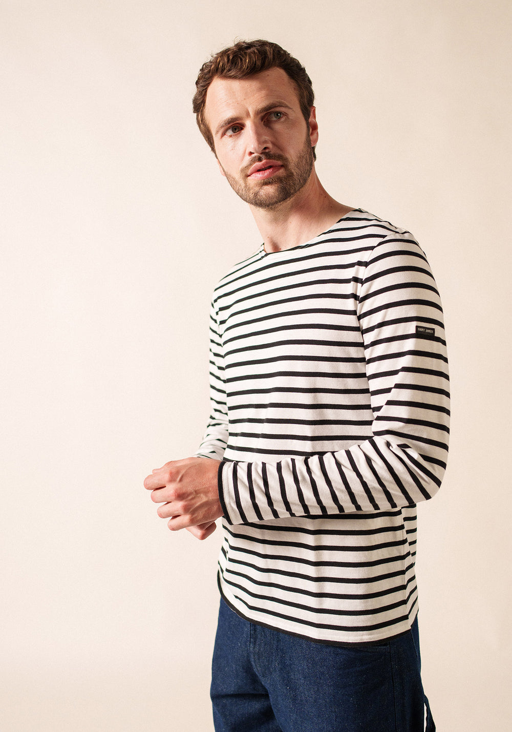 Minquiers Breton shirt (NEIGE/NOIR)