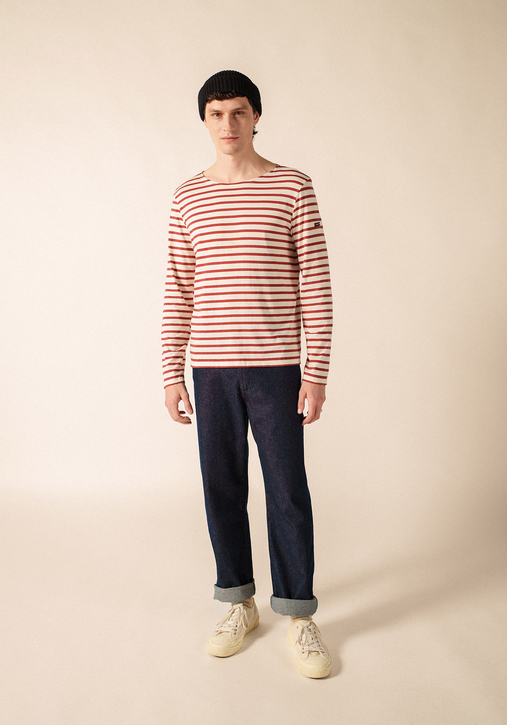 Minquiers Breton shirt (ECRU/TERRACOTTA)