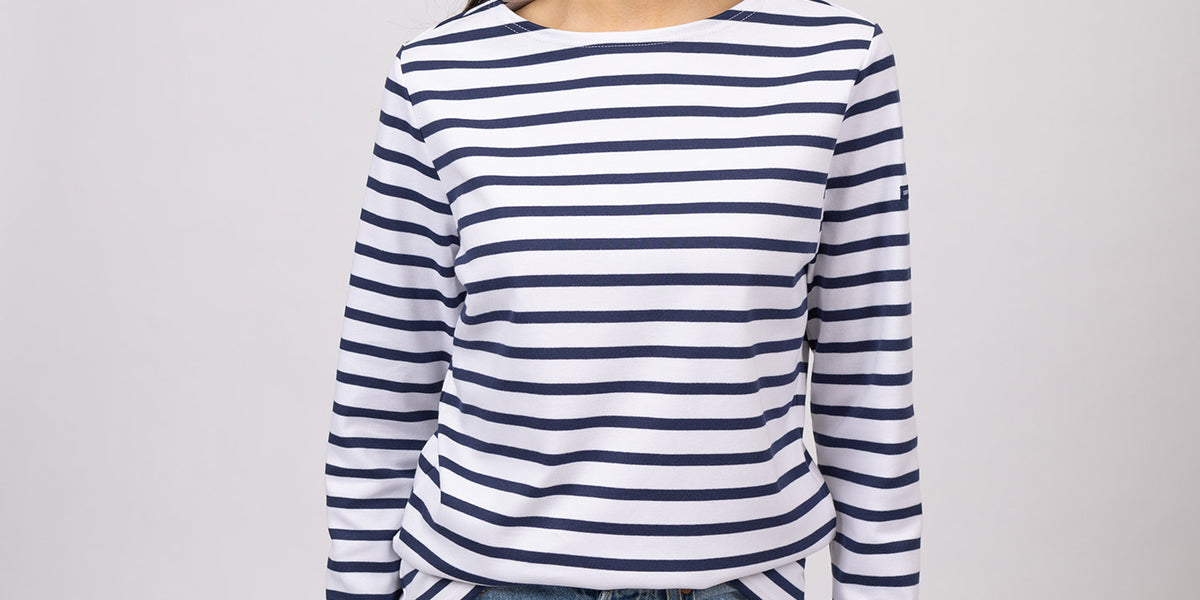 SAINT JAMES『NAVAL』 T5 NEIGE/MARINE Minquilock iconic sailor striped shirt in interlock | SAINT