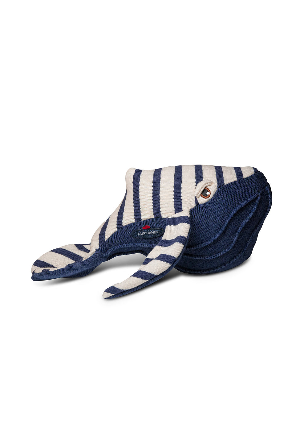 Whale soft toy - with iconic stripes (ECRU/MARINE)