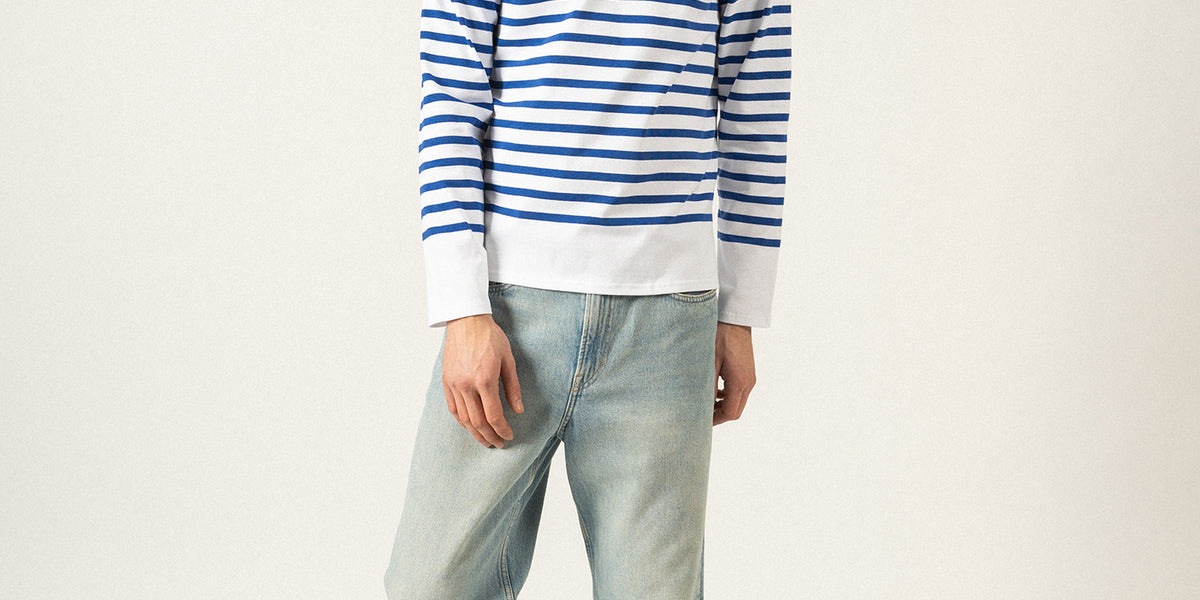 Naval authentic striped sailor shirt - in combed cotton (NEIGE/GITANE)