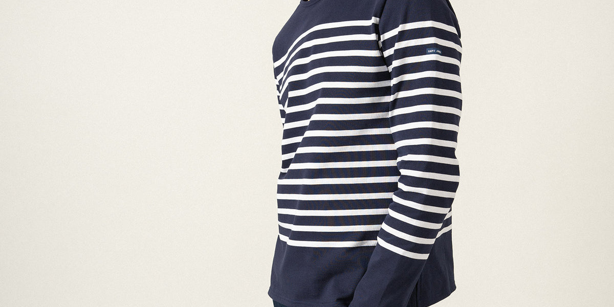 Naval authentic striped sailor shirt - in combed cotton (MARINE/NEIGE)