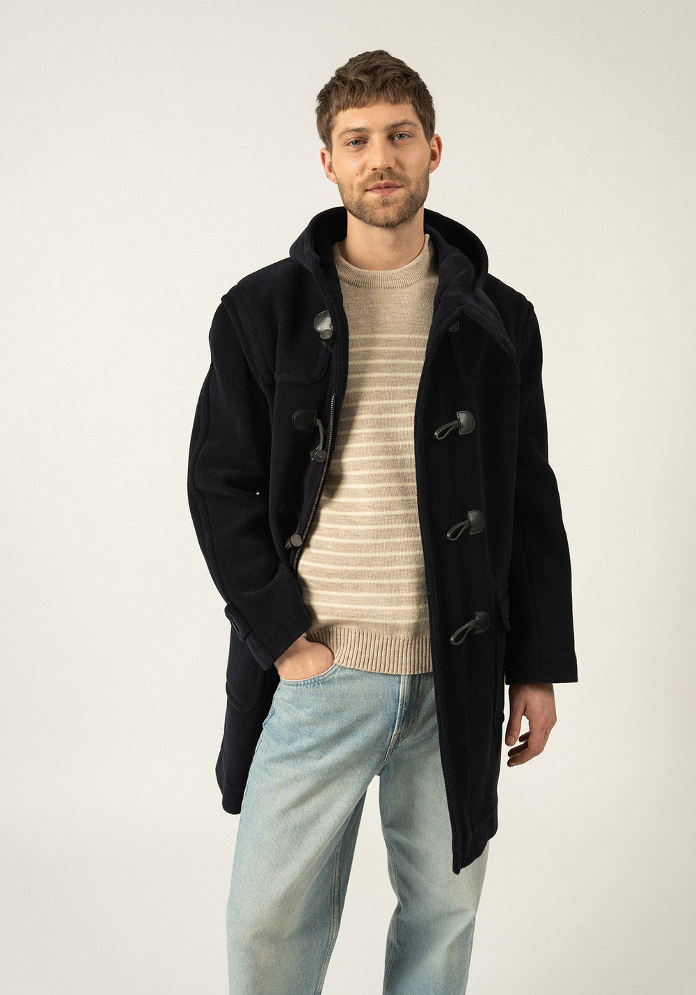 Saturne classic duffle-coat - in wool (NAVY)