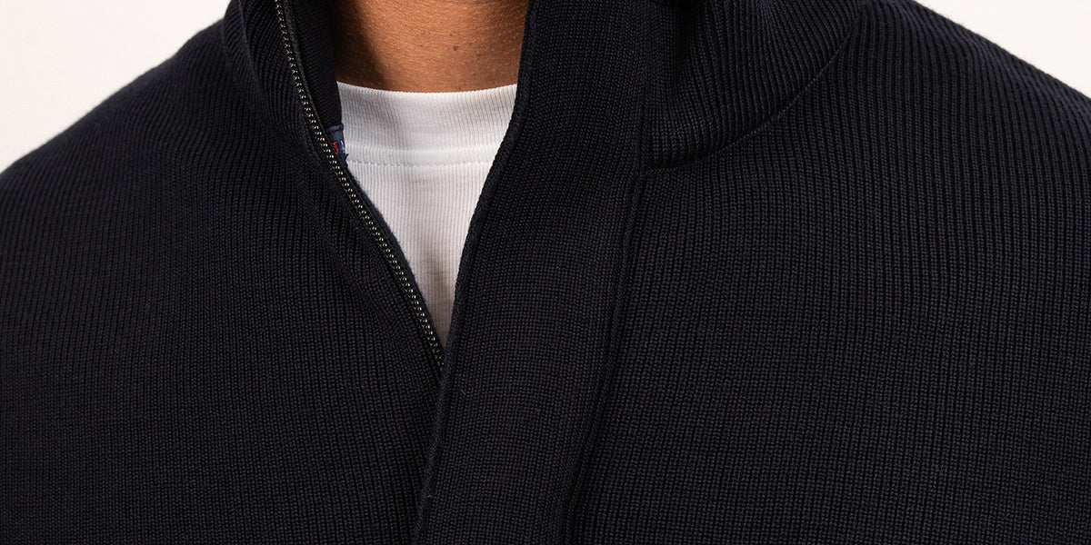 Loup de mer jumper with zipped high neck, in soft wool