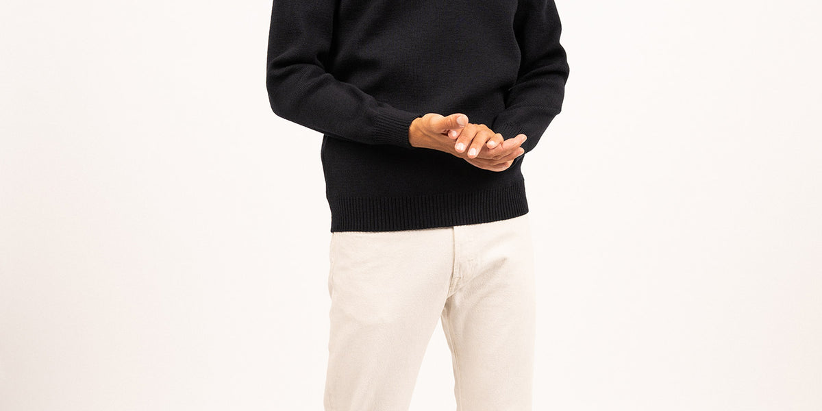 Cancale sailor jumper - regular fit, in pure new wool (NAVY)