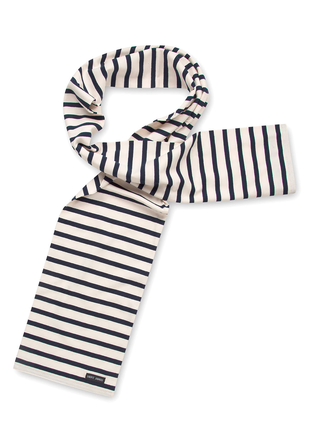 Eve striped scarf - in light cotton (ECRU/MARINE)