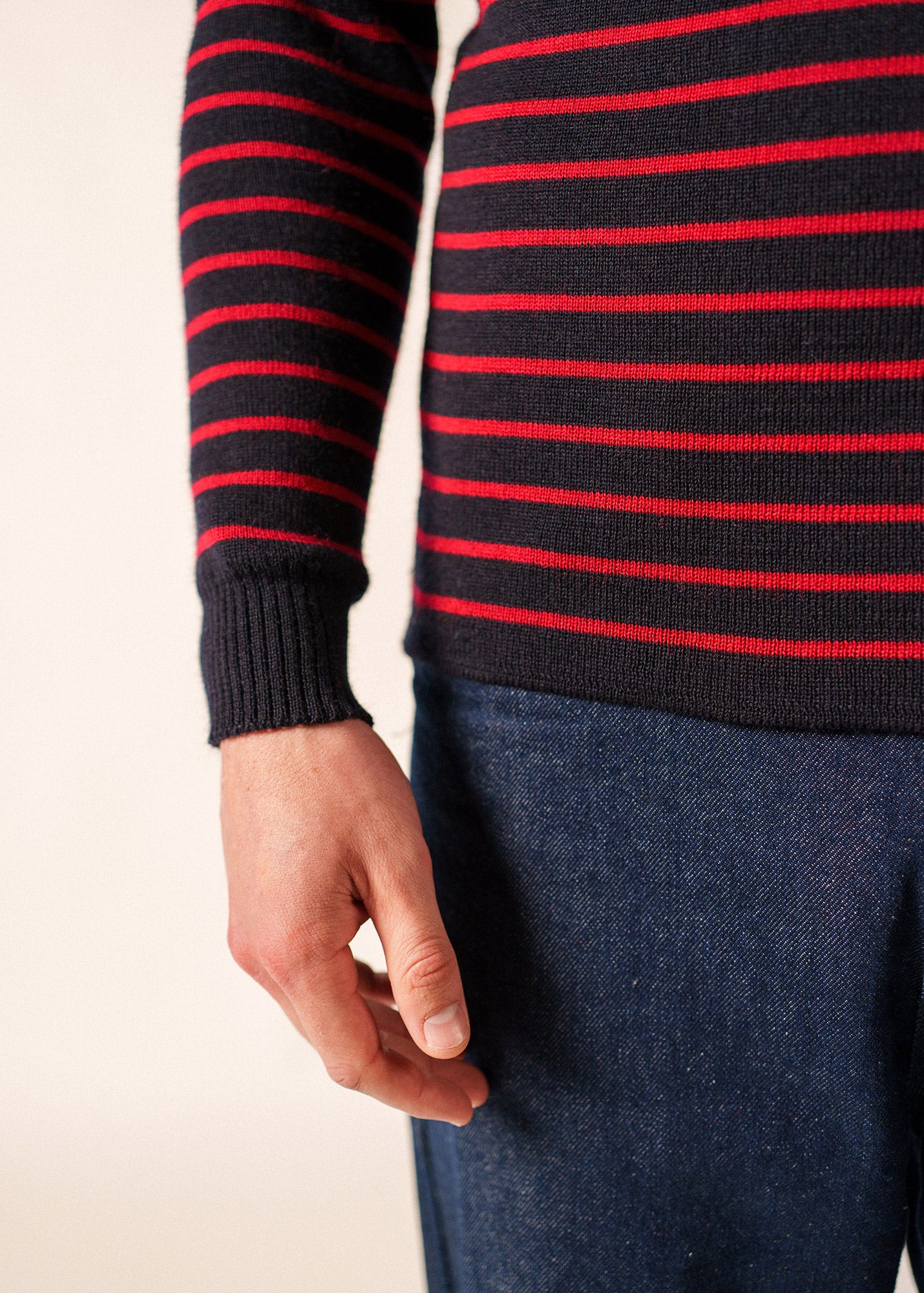 Matelot authentic striped sailor jumper slim fit, in pure new wool