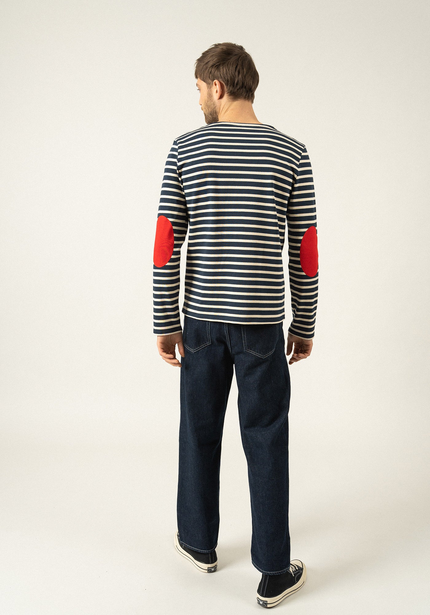 Méridien patches Breton shirt (MARINE/ECRU/TULIPE)