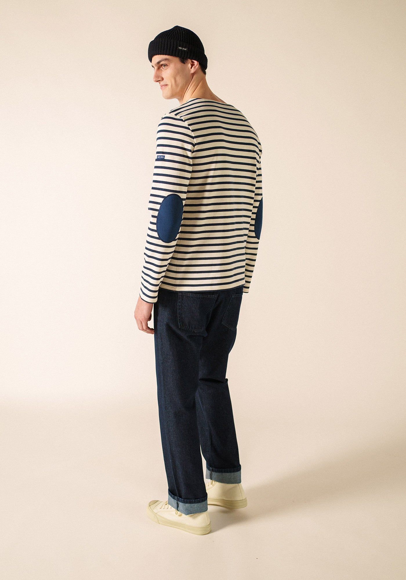 Camisa bretona con parches Méridien (ECRU/MARINE/MARINE)